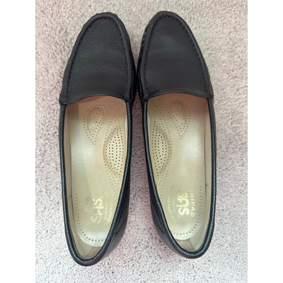 SAS Womens Black Pebbled Leather Loafers With Tripad Comfort Footbed Size 9.5M - Picture 3 of 10
